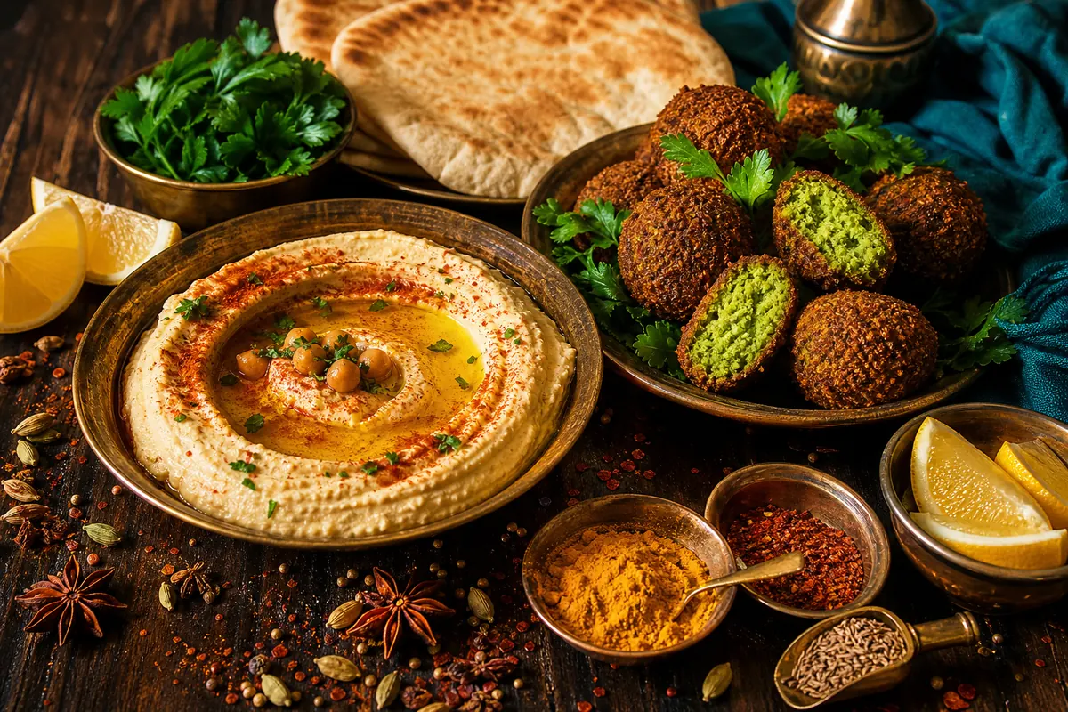 Libanesisk mezze: hjemmelavet hummus og spr&oslash;de falafler