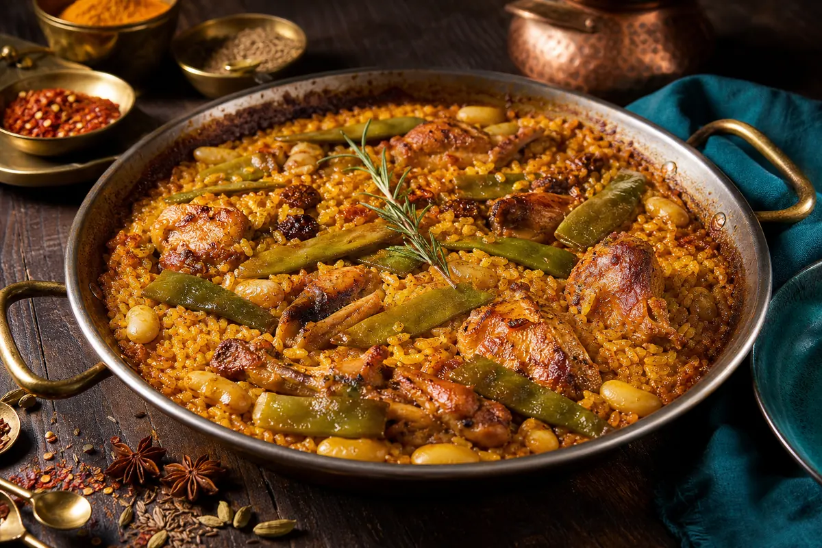 Valenciansk paella – den oprindelige med kylling, kanin og bønner